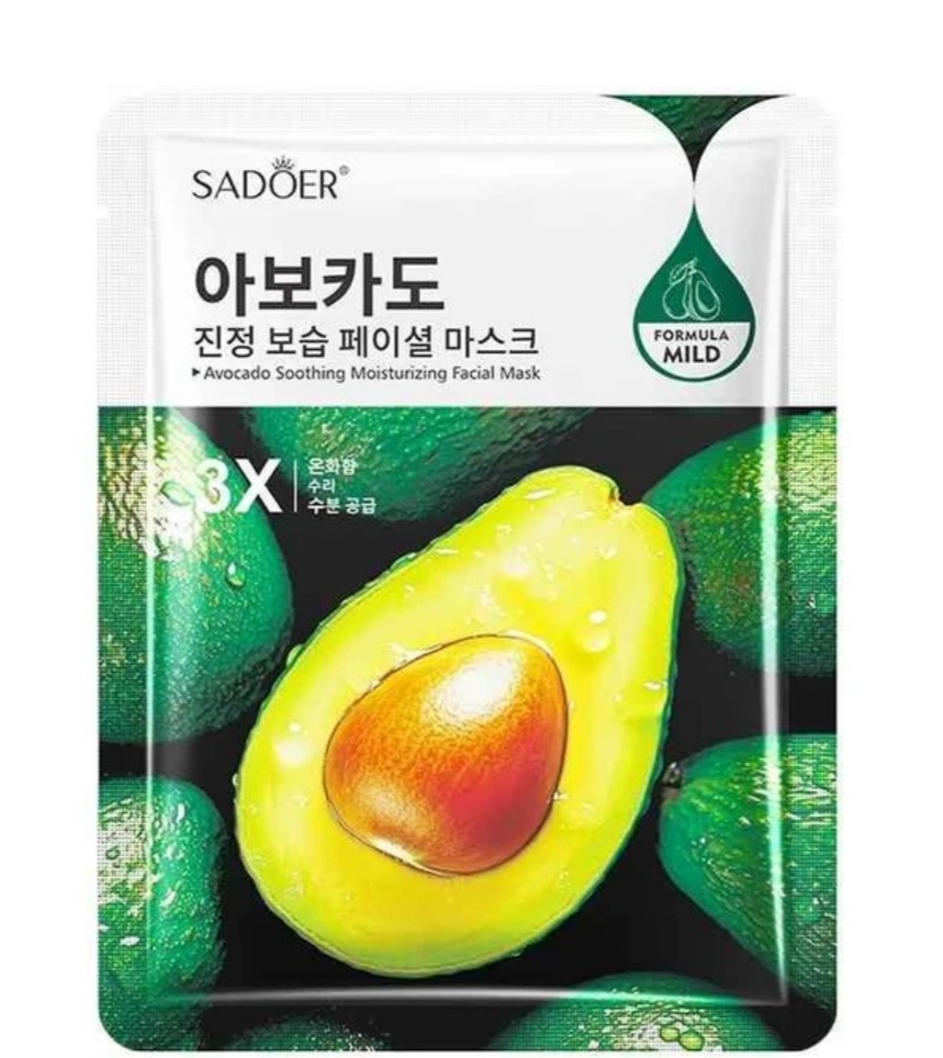 ماسک ورقه ای صورت آبرسان آووکادو سادور وزن 25 گرم sadoer