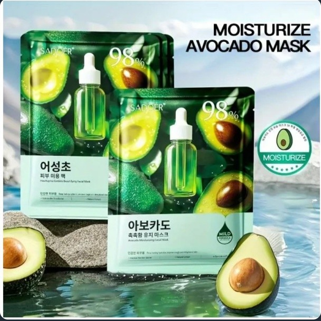 ماسک ورقه ای صورت آبرسان آووکادو سادور وزن 25 گرم sadoer