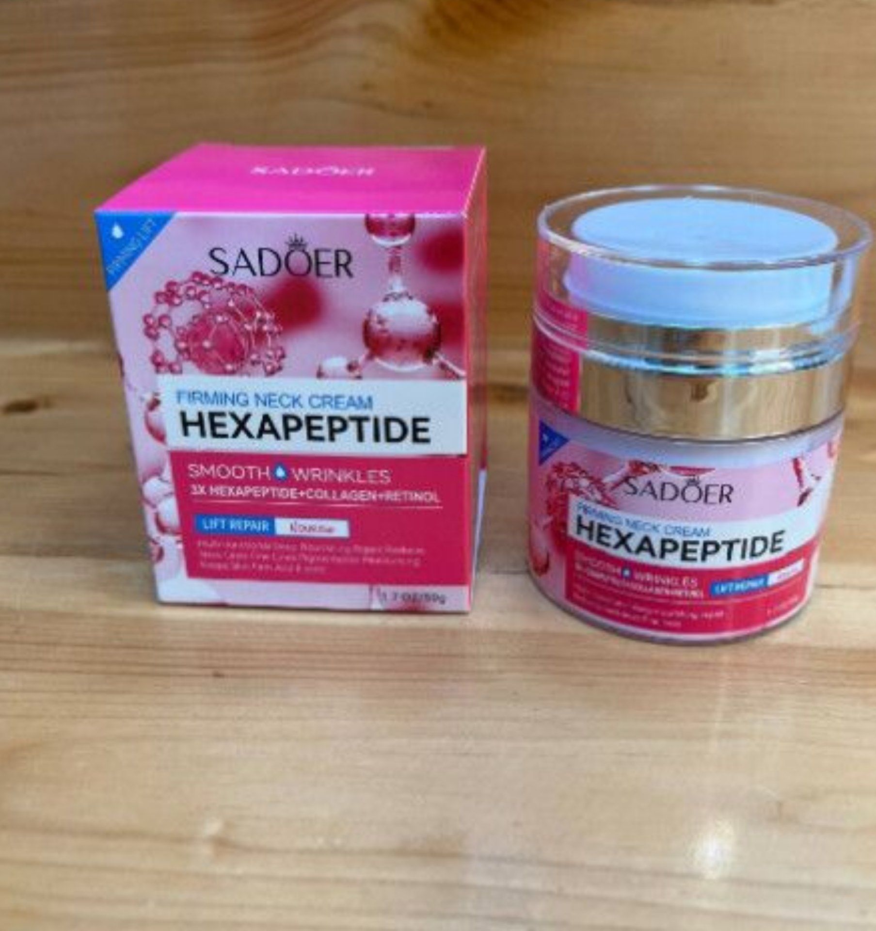کرم ضدچروک و لیفت صورت و  گردن سادور مدل Hexapeptide حجم ۵۰ گرم
